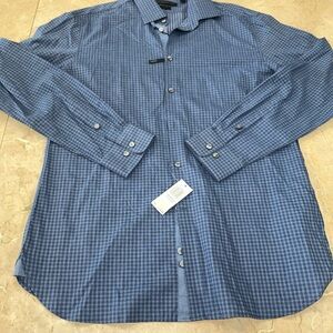 John Varvatos Men's Blue Checkered Shirt